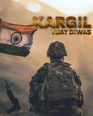 Indian soldier saluting the flag on Kargil Vijay Diwas