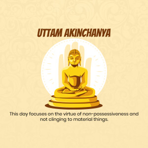 Illustration of Buddha in a meditative pose with text about non-possessiveness.