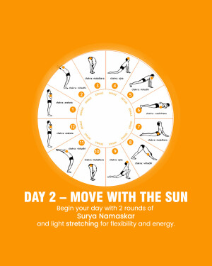 Illustration of the 12 poses of Surya Namaskar (Sun Salutations)