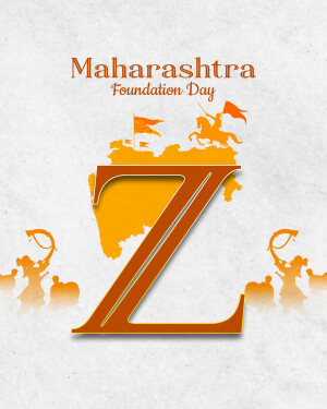 Maharashtra Foundation Day graphic with the letter Z and historical imagery