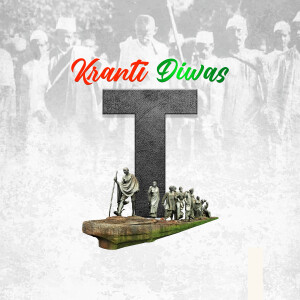 Kranti Diwas image with Mahatma Gandhi and historical figures