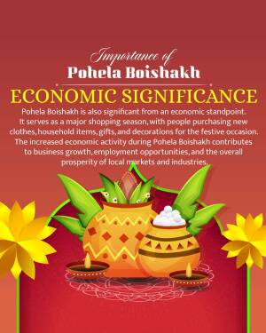 Illustration depicting the economic importance of Pohela Boishakh with traditional elements.
