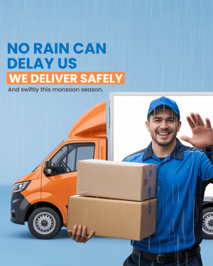 Delivery driver with truck during monsoon season