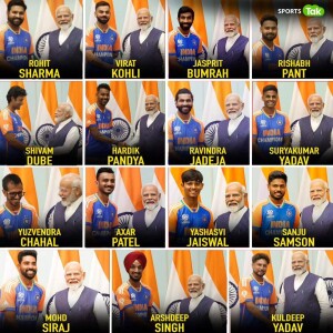 Collage of Indian Cricket Team Players with Narendra Modi