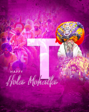 Image depicting a festive Hola Mohalla celebration with Sikh Nihang warriors and a large turban.