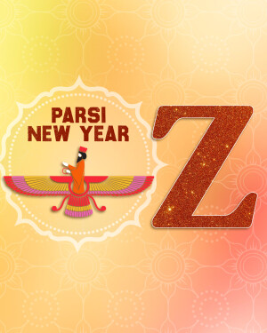Parsi New Year greeting with a Faravahar symbol and the letter 'Z'