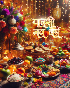 Gujarati New Year celebration with traditional sweets and decorations