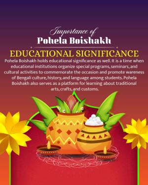 Pohela Boishakh educational significance poster with traditional Bengali elements