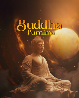 Digital illustration of Buddha on Buddha Purnima