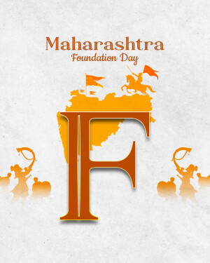 Maharashtra Foundation Day graphic with the letter 'F' and historical imagery