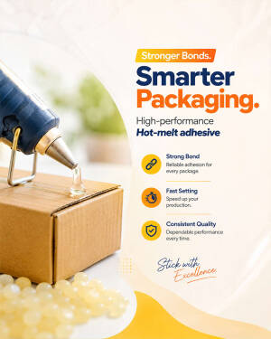 Hot glue gun applying adhesive to a cardboard box for packaging