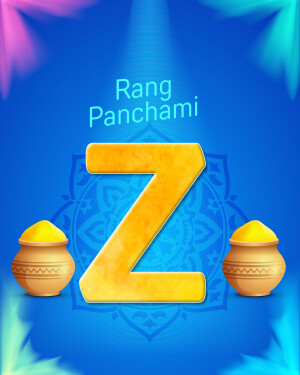 Rang Panchami festival with letter Z and traditional pots