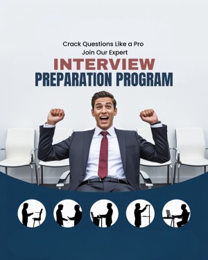 Man celebrating success in an interview preparation setting
