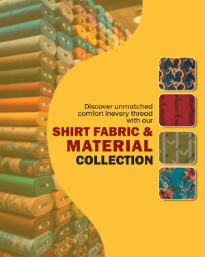A promotional image showcasing a variety of colorful shirt fabrics and materials.