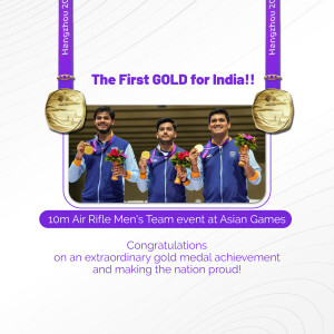 Indian Men's Air Rifle Team celebrating their Gold Medal win at the Asian Games