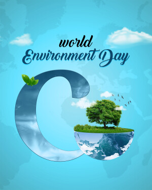 World Environment Day graphic with a tree on a globe