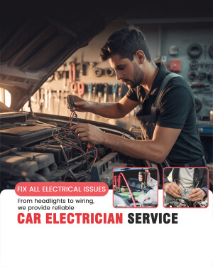 Car electrician working on engine wiring