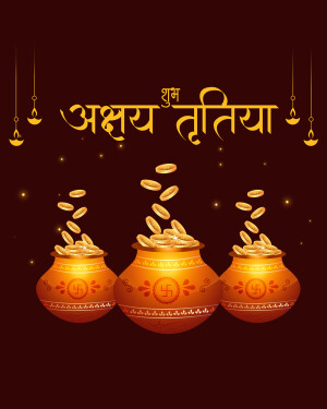 Akshaya Tritiya greeting with golden pots and coins