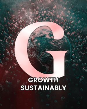Letter G forming a globe with the words 'Growth Sustainably' below