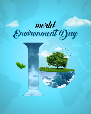 World Environment Day graphic with a tree growing on a globe inside the letter 'I'