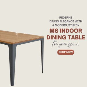 Modern MS Indoor Dining Table with Wooden Top