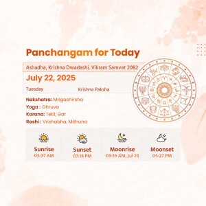 Panchangam for July 22, 2025 showing astrological details and timings