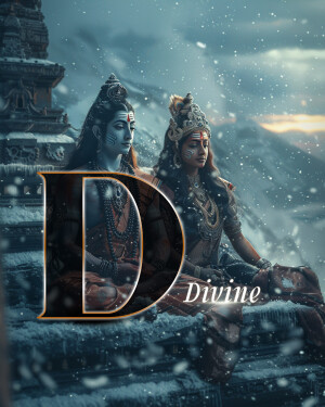 Lord Shiva and Goddess Parvati with a large letter 'D' and the word 'Divine'