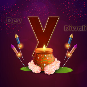 Diwali themed letter 'Y' with a diya and fireworks