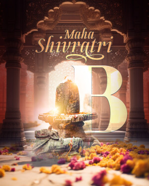 Maha Shivratri festival image with a Shivling and ornate temple architecture.