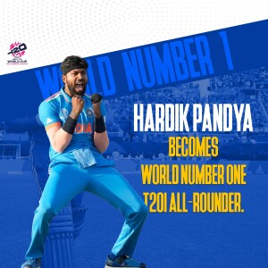 Hardik Pandya celebrating becoming the world number one T20 all-rounder