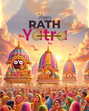 Rath Yatra festival illustration with decorated chariots and devotees
