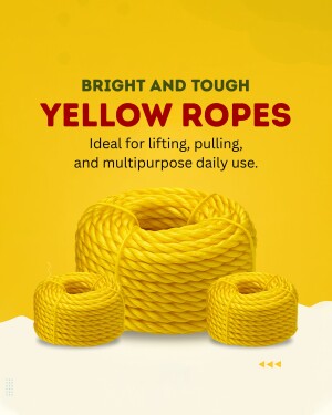 Coils of bright yellow rope for lifting, pulling, and multipurpose use