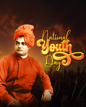 Portrait of Swami Vivekananda with 'National Youth Day' text