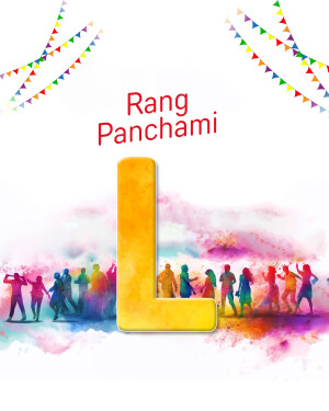 Rang Panchami festival with colorful background and letter L