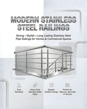 Modern stainless steel railings for residential and commercial balconies and staircases