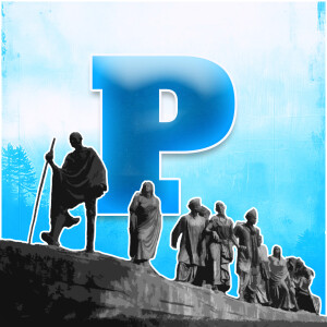 Image depicting Mahatma Gandhi leading the Dandi March