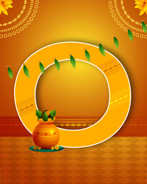Decorative Onam festival background with floral elements and a traditional pot.