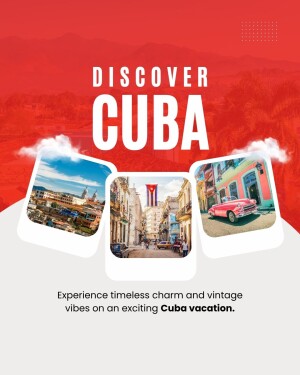 Cuba travel poster with vintage photos and text