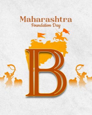 Maharashtra Foundation Day graphic with map and historical figures