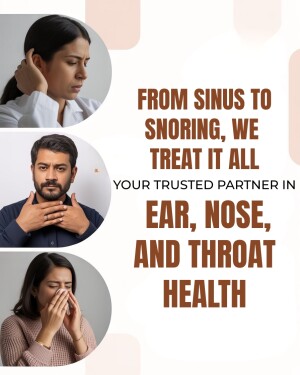 Image depicting people experiencing sinus, snoring, and throat issues, promoting ENT health services.