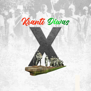 Krantidivas image with a large 'X' and images of Mahatma Gandhi and protestors.