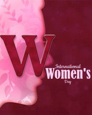 Letter W with floral design and International Women's Day text