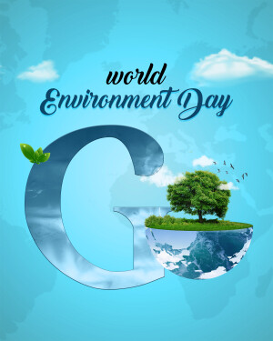 World Environment Day graphic with a globe and tree inside the letter 'G'