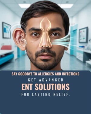 Man with highlighted ear and nose, promoting ENT solutions