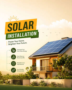 A residential home with solar panel installation on the roof during a sunset
