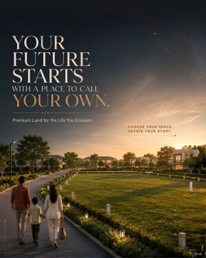 A family walking in a beautiful gated residential community at sunset