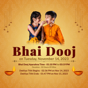 Bhai Dooj festival greeting with siblings and auspicious timings
