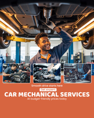 Mechanic working under a car in an auto repair shop