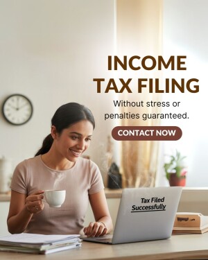 Woman filing income taxes on laptop