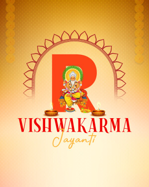 Vishwakarma Jayanti celebration with Lord Ganesha and the letter 'R'